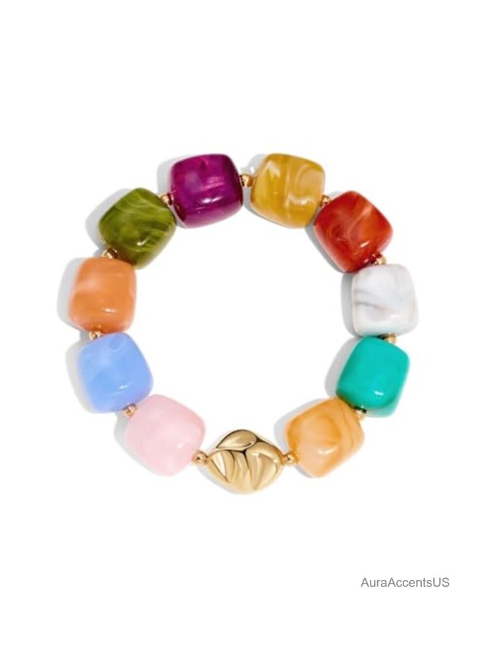 Chunky Boho Resin Beaded Stretch Bracelet for Women Summer Beach Jewelry